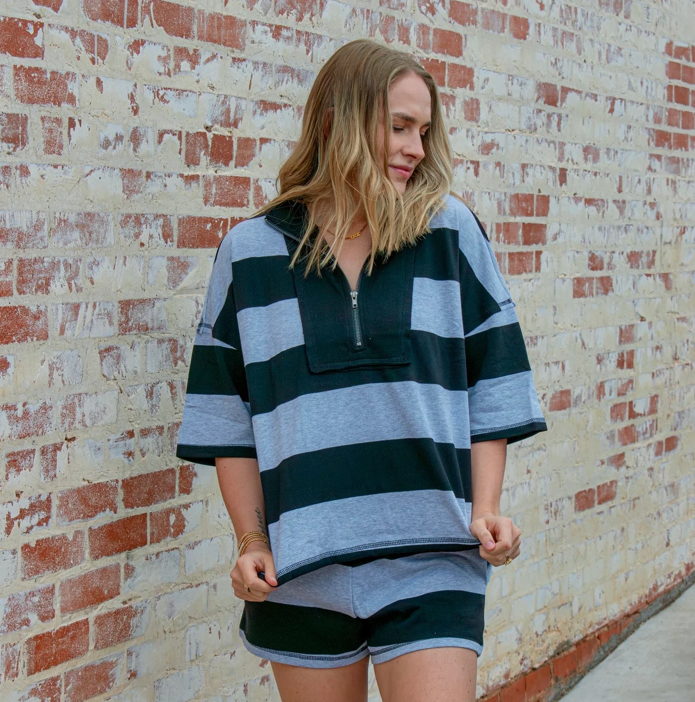 Blake Block Stripe Set - BLACK