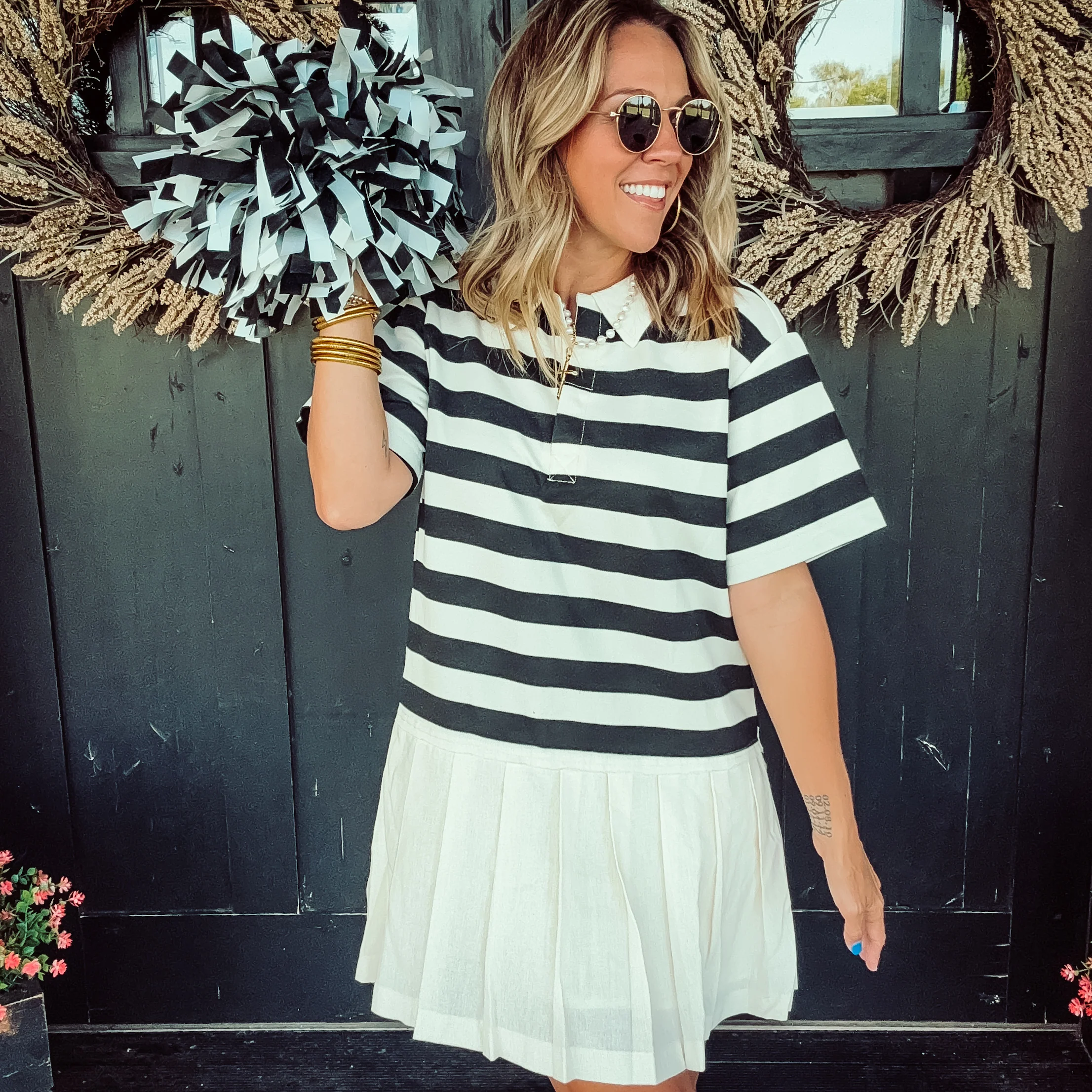 Game Day Polo Dress - BLACK