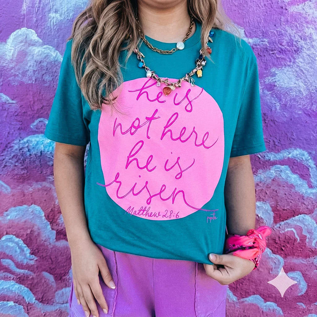 He is Risen Pink Circle Tee