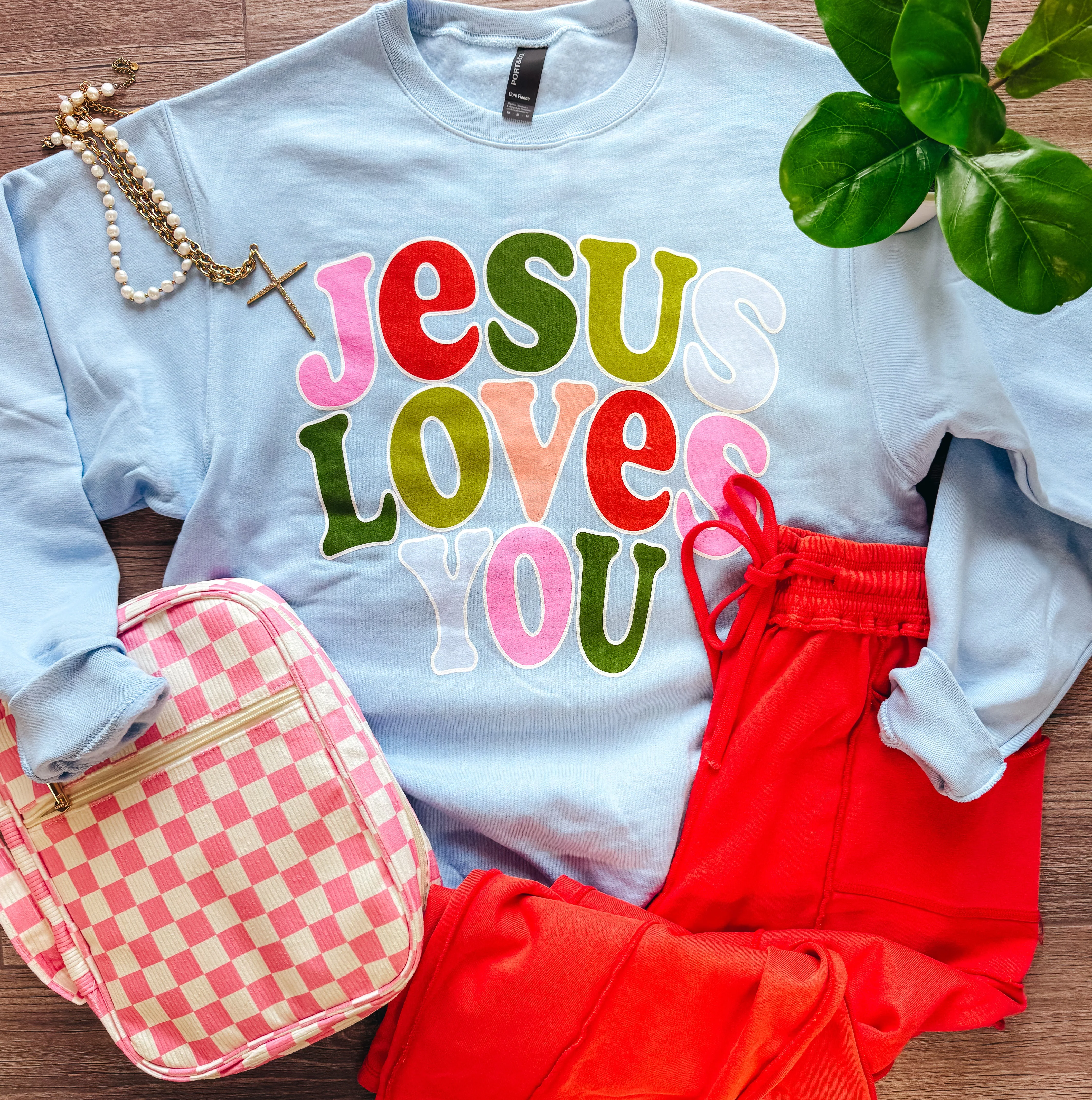 Jesus Loves You Sweatshirt- Light Blue