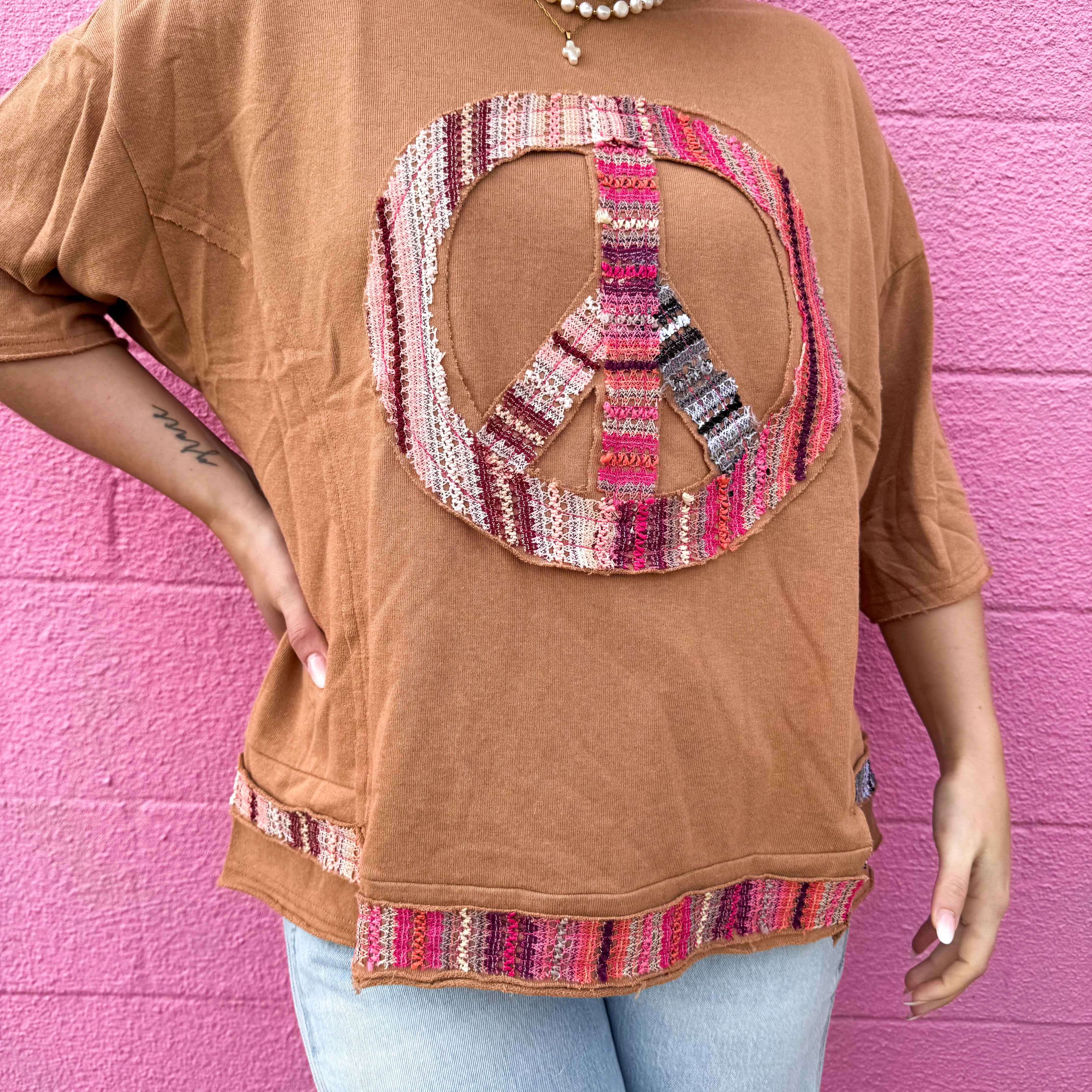 Peace Passion Top - CAMEL - Image 2