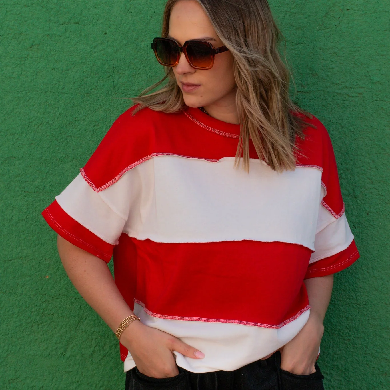 Simple Solids Top - RED