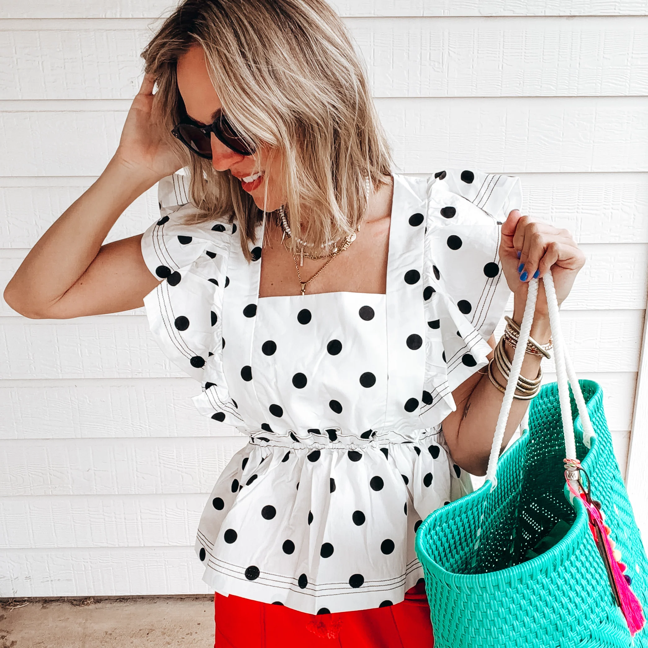 Spot Me Statement Blouse - WHITE - Image 2